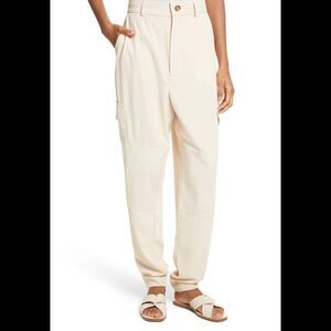 See by Chloe' Hi-Rise Gabardine Cargo Pants in Angora Beige Size 44 (10/12)